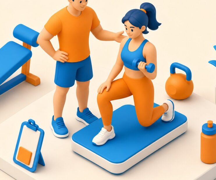 personal trainer a Locarno e in Ticino, coach che segue una cliente durante l'allenamento