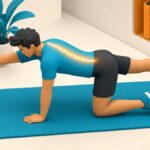 Persona che esegue un esercizio di stabilizzazione della schiena in palestra nel Locarnese, illustrazione con la colonna evidenziata